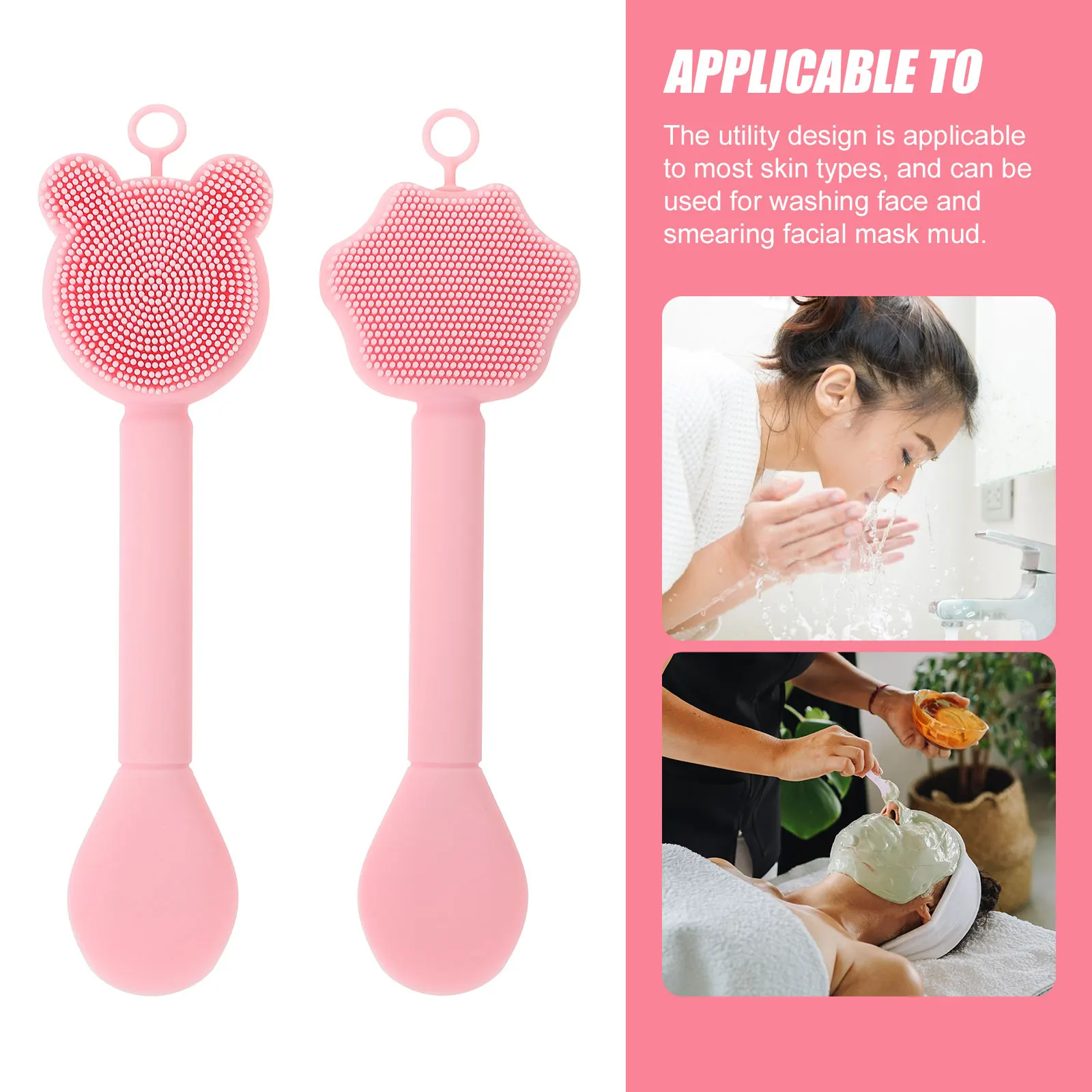 2 szt. Silikonowa szczoteczka do twarzy z podwójną końcówką, przenośny skrobak do twarzy do głębokiego oczyszczania porów, miękkie narzędzie do pielęgnacji skóry twarzy