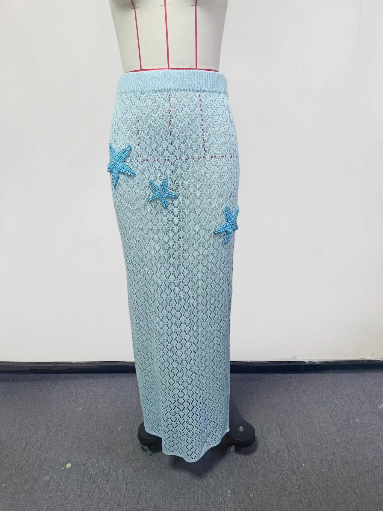 Mezza gonna da spiaggia sexy con taglio in maglia estiva da donna Chic con spacco laterale con lacci Gonne avvolgenti casual 2025 Copricostume da bagno per feste in piscina