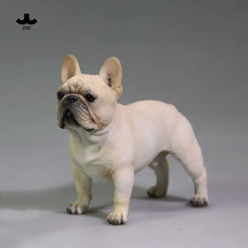 Auf Lager Jxk 1/6 Maßstab Französische Bulldogge Realistische Fadou Haustier Soldat Tier Hund Figur Sammlerstück Dekorationen Ornamente Modell