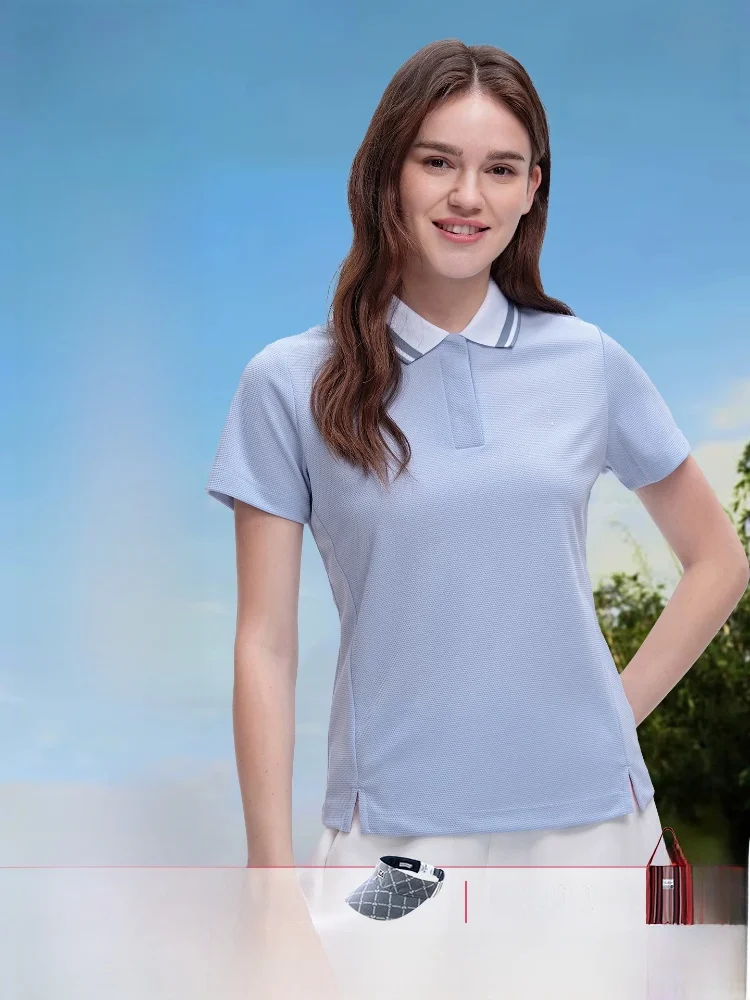 

UPF40 UV Protection Short Sleeve ELLE Active Outdoor Shirt Sporty Casual Top for Women Polyester Fiber Classic Pattern