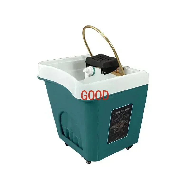 Movable Shampoo Basin Head Therapy Machine Supporting Massage Couch Facial Bed Fumigation Water Circulation