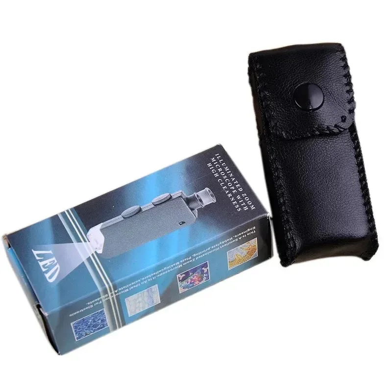 Microscopio de lupa de bolsillo iluminado 160x-200x, microscopio portátil de mano, lámpara LED, lupa de joyería ligera