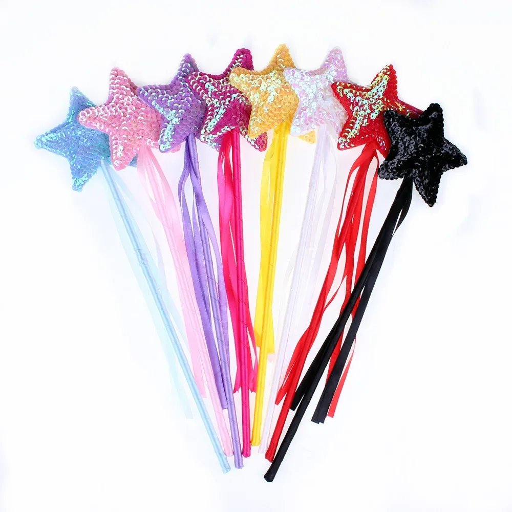 1pcs Butterfly Star Sequin Fairy Wand Magic Stick Rod Ribbon Girl Party Princess Cosplay Birthday Gift Christmas Halloween