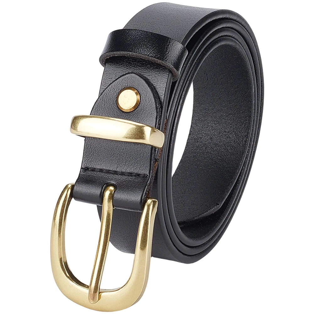 Genuine Leather Womens Belt for Jeans 1.6 Inch Width Adjustable Waist Belt Fashion Vintage Full Grain Leather Waistband