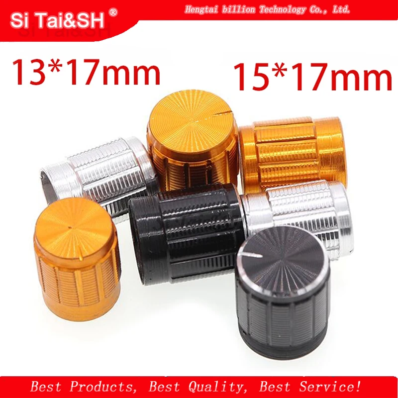 10PCS aluminum alloy 13*17mm 15*17mm potentiometer 13*17 15*17 knob rotation switch volume control knob black silvery