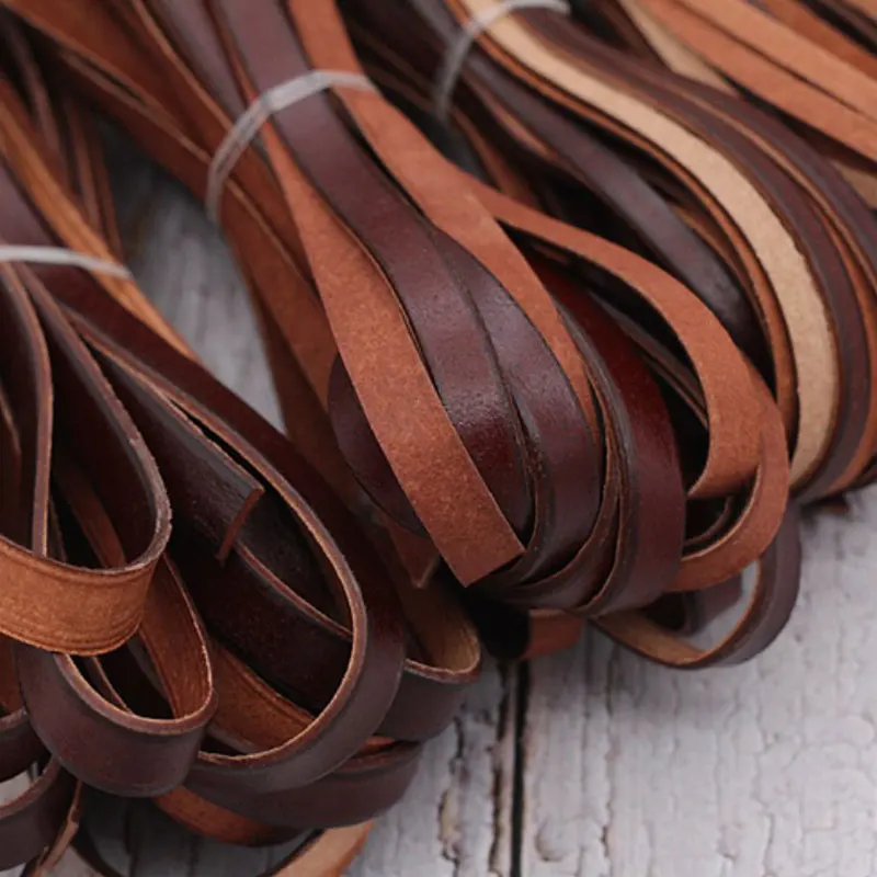 3/5/8/10mm Flat Leather Cord Black Brown Color Retro Cow Leather Rope DIY Handmade Bracelet Jewelry Braided Craft Accessories