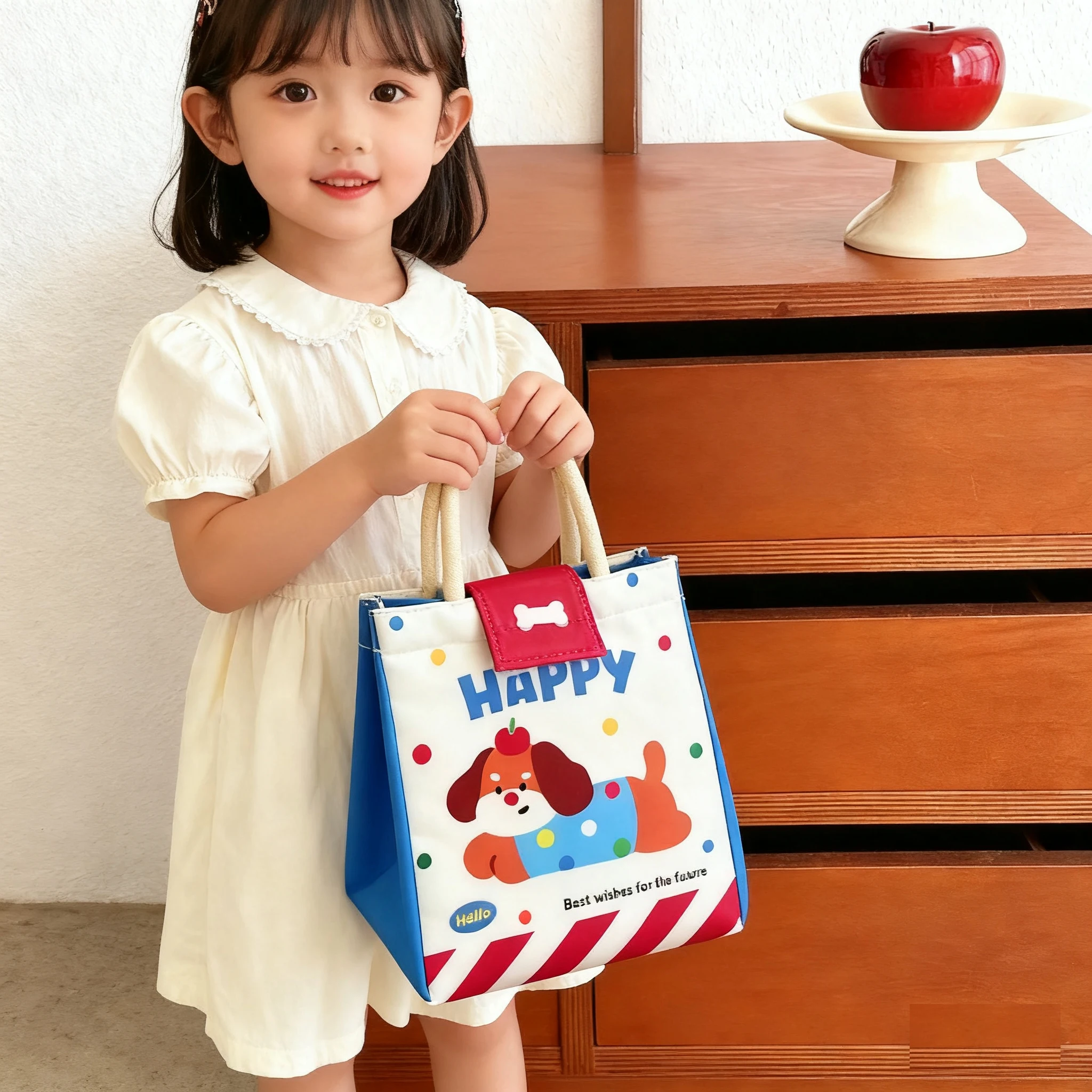 

Cute Bento Bag For Office Workers Large Capacity Tote Bag Cartoon Insulated Fresh-Keeping Bag Student Lunch Box Bag