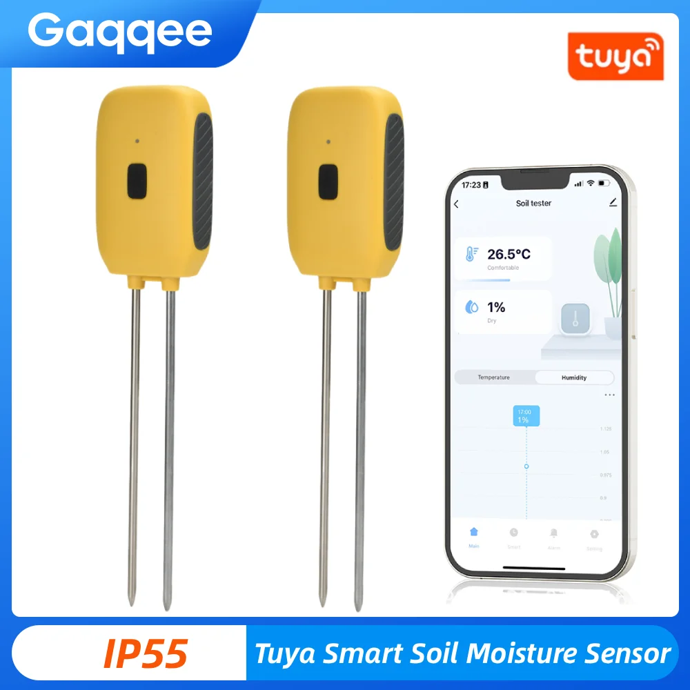 

Tuya Smart Soil Moisture Sensor Home Wireless APP Check Potted Plant Moisture Tester IP55 Waterproof Temperature Humidity Sensor