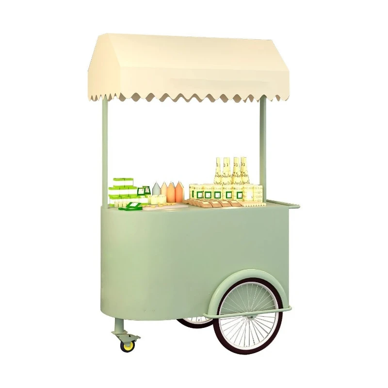 wrought iron float, shopping mall mobile stall trolley, night market snack and drink cart
