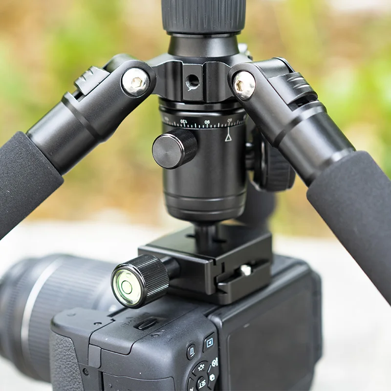 Metal Tripod Ball Head Ballhead Camera Tripod Aluminum 360 Rotating with Quick Release Plate Bubble for Tripod Monopod Camera