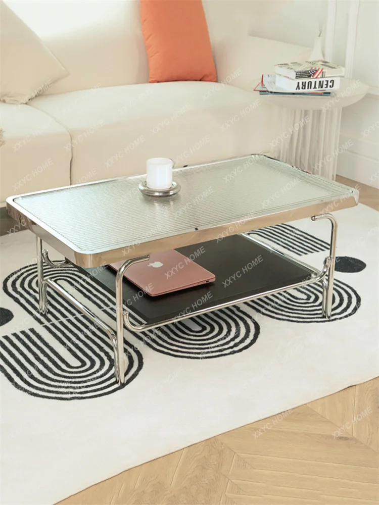 

Стеклянный журнальный столик A Changhong, многофункциональный маленький столик из нержавеющей стали, современный простой журнальный столик, квадратный журнальный столик для гостиной