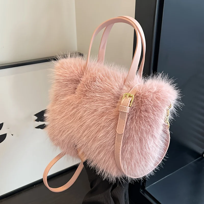 Mini Fashion Fluffy Crossbody Bag Trendy Plush Shoulder Bag  Women's Casual Handbag Purse fluffy tote Bags For Shopping Traving