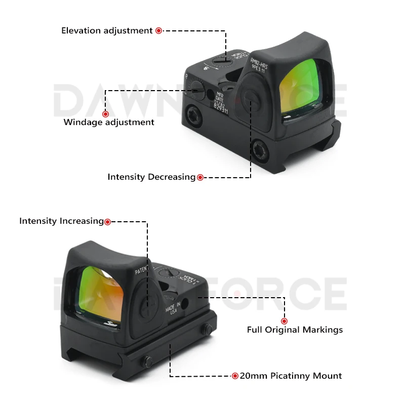 New Holy Warrior RMR HRS Red Dot Reflex Sight with Full Original Markings for Pistol Glock 17 19 Rifle Airsoft Tactical Hunting