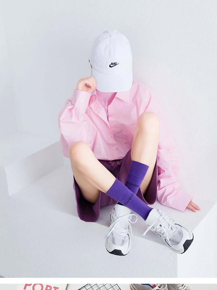 Frauen Bunte Lose Kein Pilling Socken Stricken Rippe Dünne Frühling Sommer Weibliche Socken Hohe Rohr Streetwear Weiche Socke – Detail 8