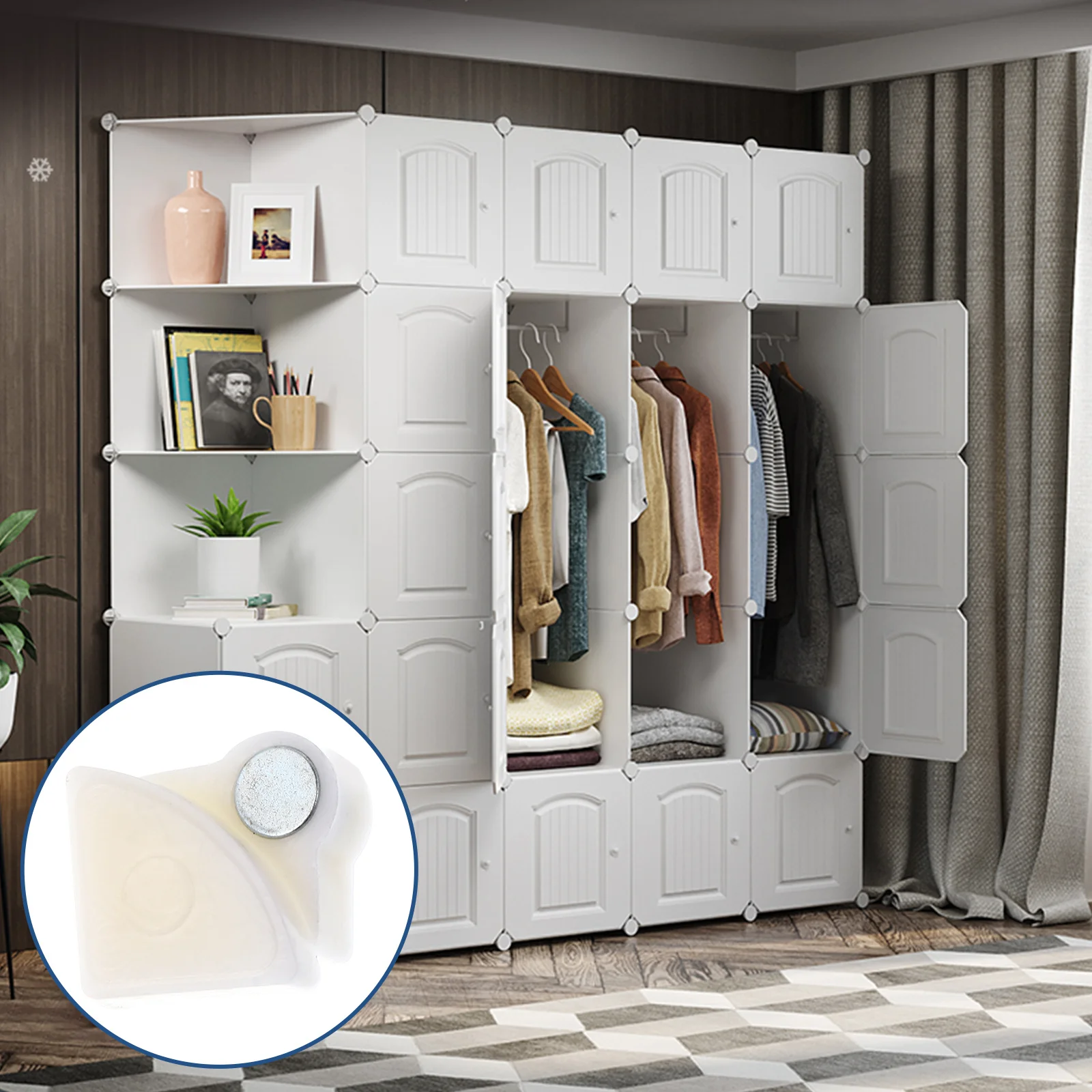 

40Pcs Plastic Buckles Fixed Cabinet Fasteners Portable PP Material Nail- Buttons for Wardrobe Home Storage