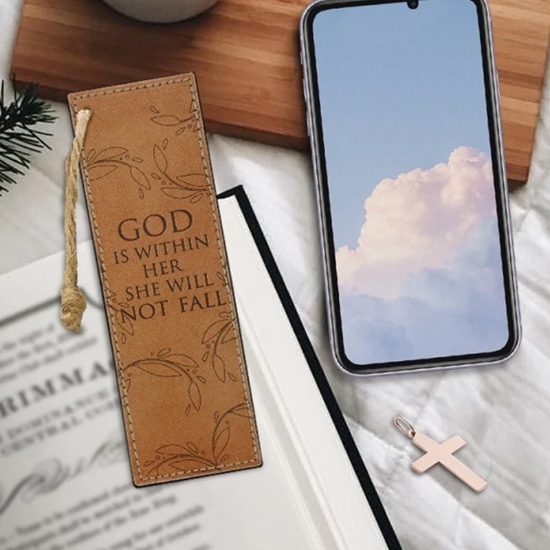 2Pcs Personalized Christian Leather Bookmark Religious Book Marker Anniversary Gift For Him/Her Reader Gift