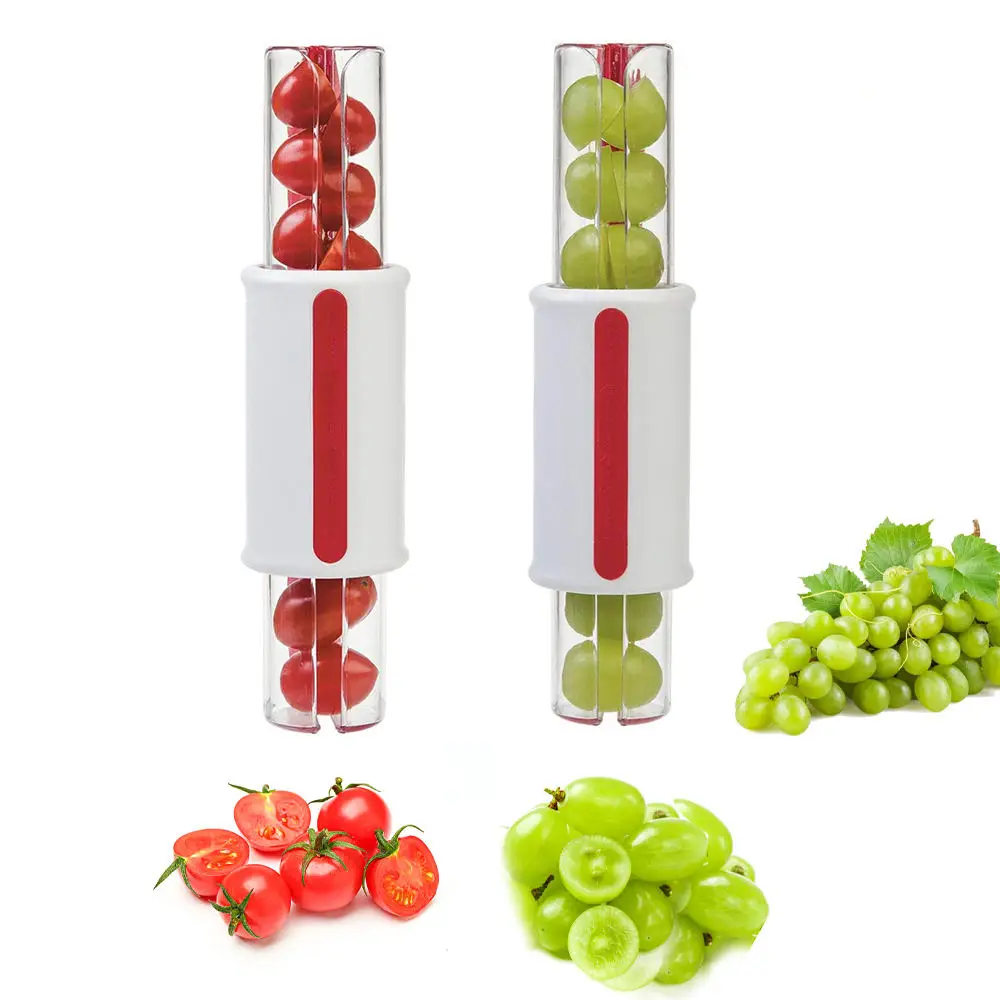 

Слайсер для помидоров с антипригарным покрытием, резак для винограда и вишни, ручная нарезка для фруктов и овощей, нержавеющие лезвия, легко очищаемые кухонный гаджет для приготовления салата