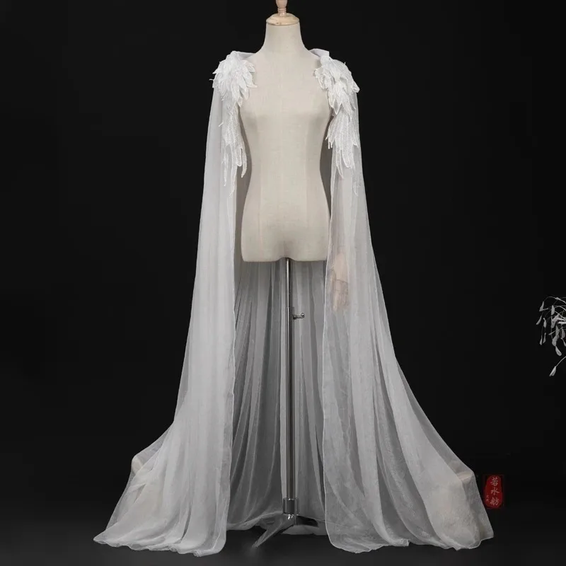 Bendición oficial del cielo Xie Lian, pelucas de disfraz, accesorio de bambú, traje HanFu blanco, tela de Halloween, sombrero Tian Guan Ci Fu mb.3