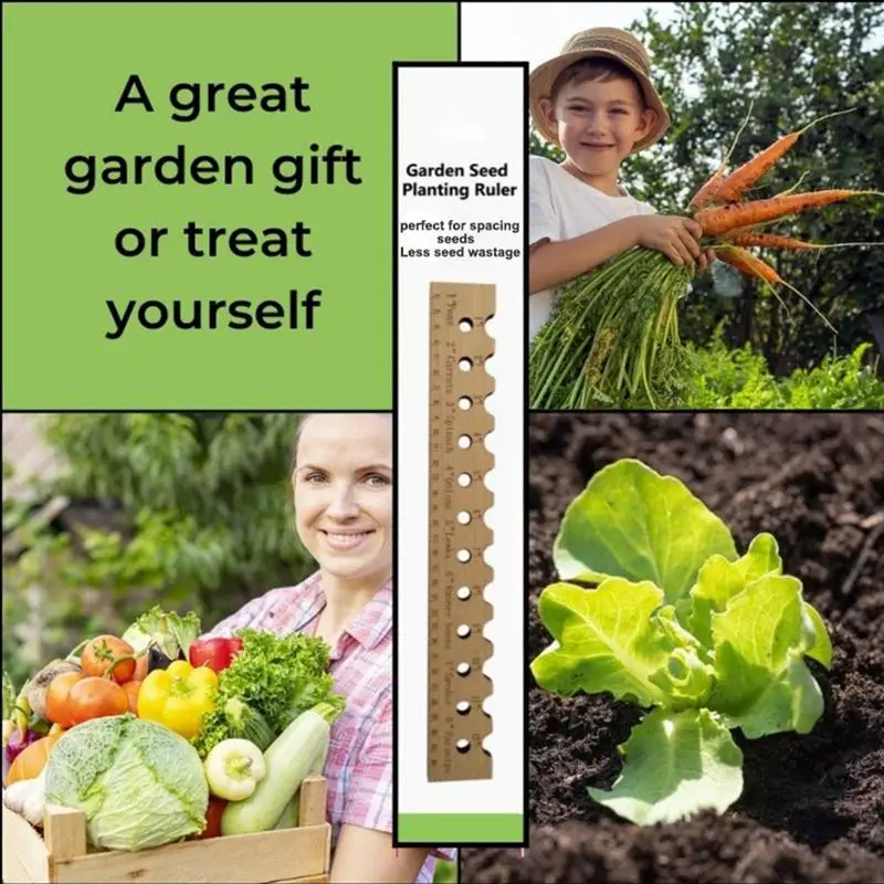 Wooden Planting Ruler With Spacing Recommendations Wood Plant Planting Ruler Seed Spacer For Precise Planting Plants Spacing