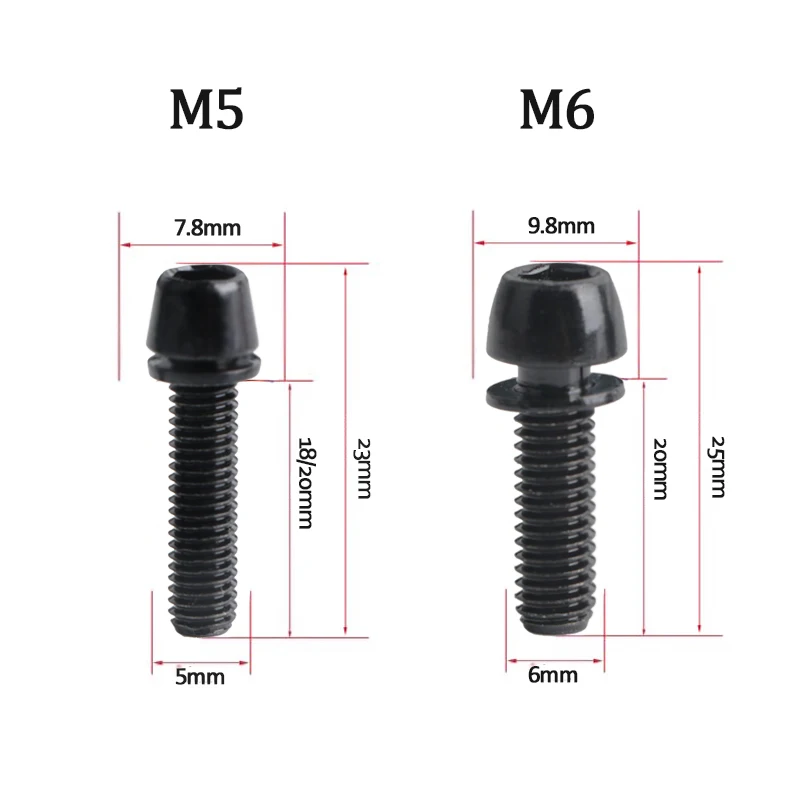 HASSNS Mtb Stem Screws M5 *18/20mm M6*18/20mm 6Pcs Mountain Bike Handlebar Table Stainless Steel Power Bolts Bicycle Accessories