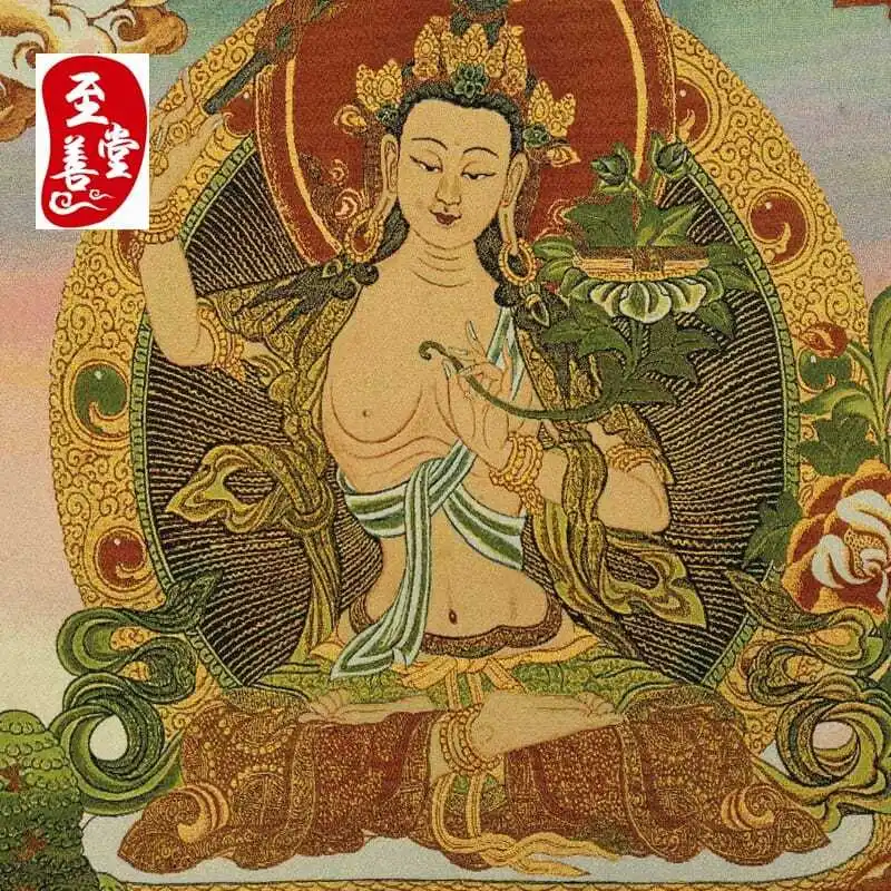 Tibet Tibetan Cloth Silk Manjushri bodhisattva Thangka Tangka Embroidery Painting Embroidery Hanging Pictures