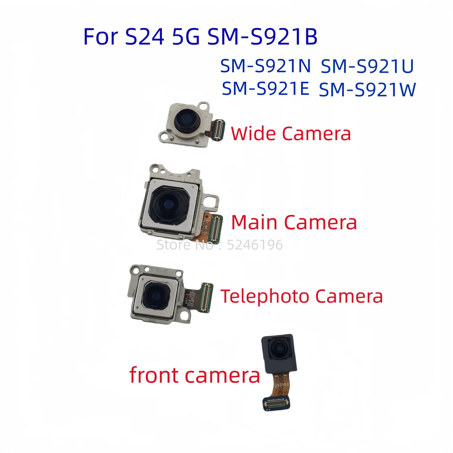 1pcs Back Big Main Rear Camera Front Camera Module For Samsung Galaxy S24 5G SM-S921B SM-S921N S921E SM-S921U S921W Replace Part