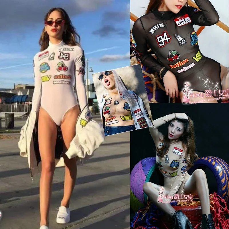 

Сексуальный кружевной сетчатый прозрачный боди-топ для клуба, облегающий танцевальный костюм для женщин, сценический наряд