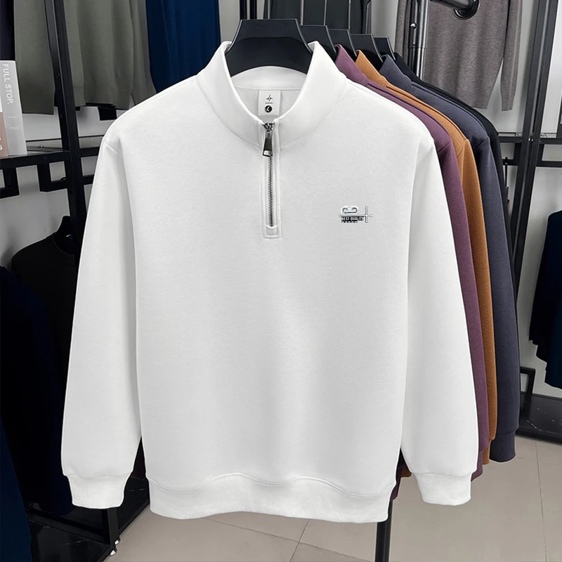 موضة الوقوف طوق نصف سستة الرجال السترة الراقية العلامة التجارية الخريف الشتاء الدفء الراحة الاتجاه الجديد رسالة تنقش البلوز