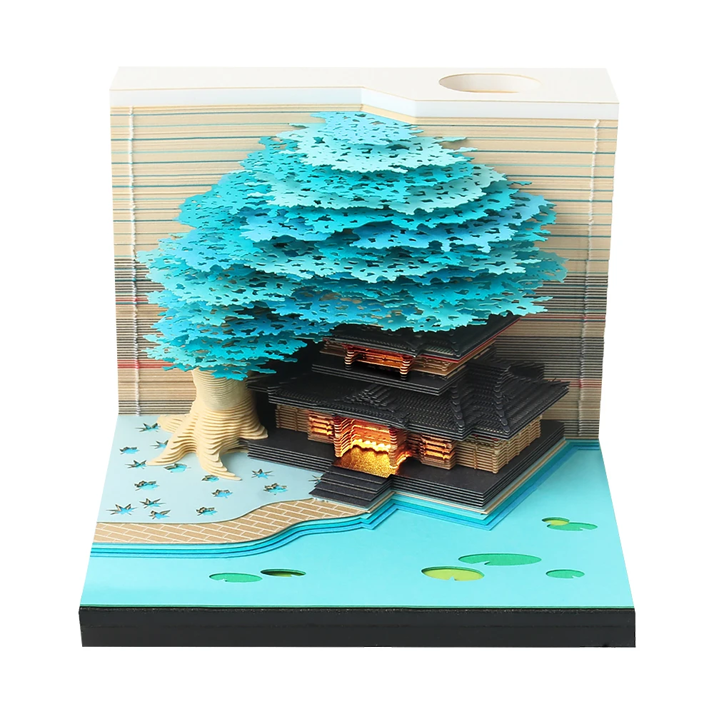 

Omoshiroi Block 3D Memo Pad Sticky Notes Novelty Treehouse Note Paper Flip Box Custom Model Diy Notepad Wedding Bridesmaid Gift