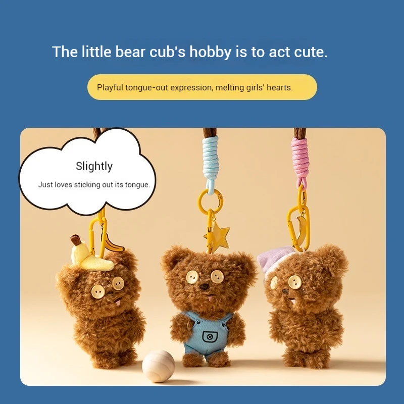 

Cartoon Bear Plush Toy Doll Pendant Backpack Keychain Decorative Gift For Children'S Birthday Soft Stuffed Animal Collectible