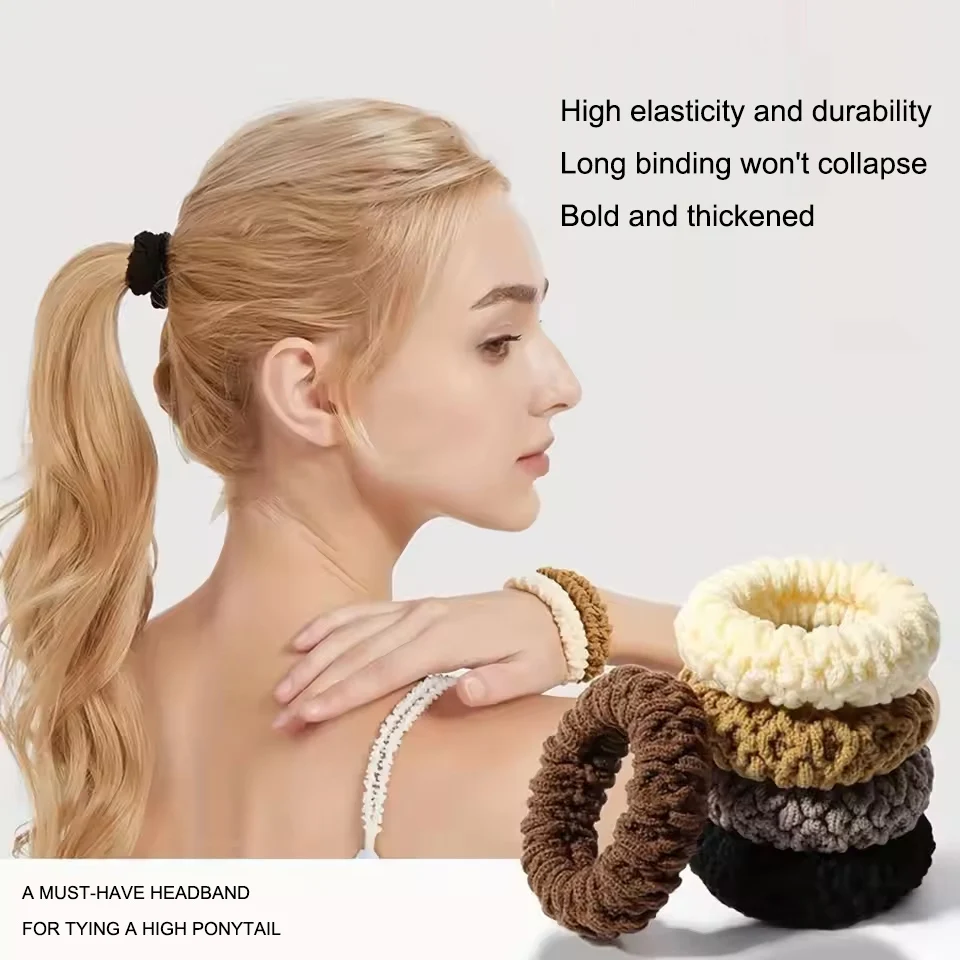 HAVHAF 結び目付きメンズヘアタイ 男性用 5本入り 幅広 ブラック