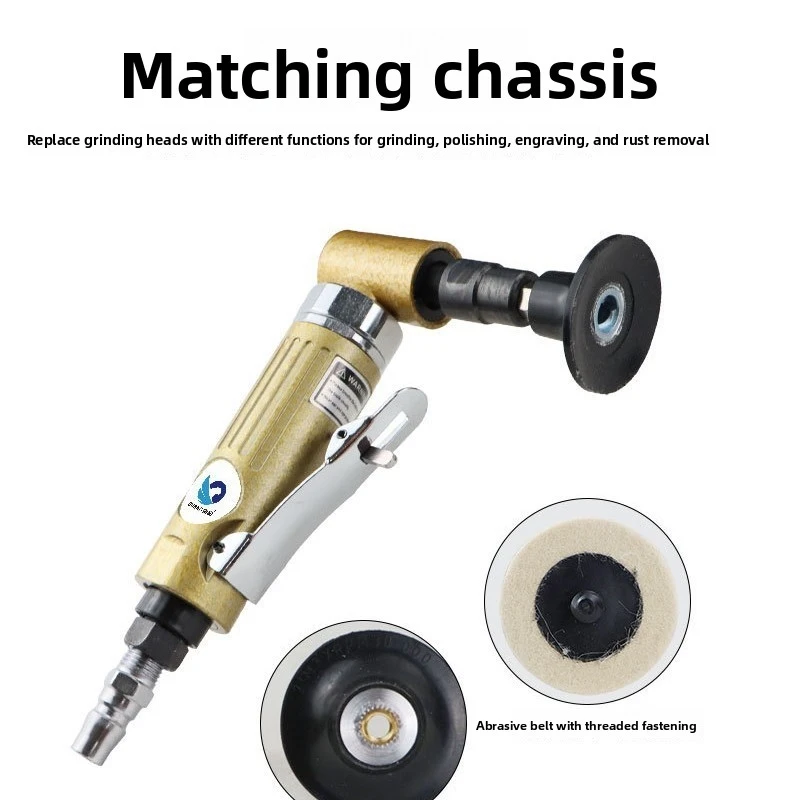 

1/4'' Air Angle Die Grinder 90 Degree Pneumatic Grinding Polisher Mill Engraving Machine with 2inch Sanding Discs 25000RPM