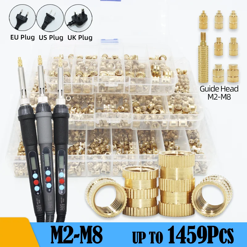 

1459x M2 M3 M4 M5 M6 M8 3D Printer Plastic Threaded Heat Set Insert Soldering Iron Tip Brass Insert Nut Embed Insertion Tool Kit