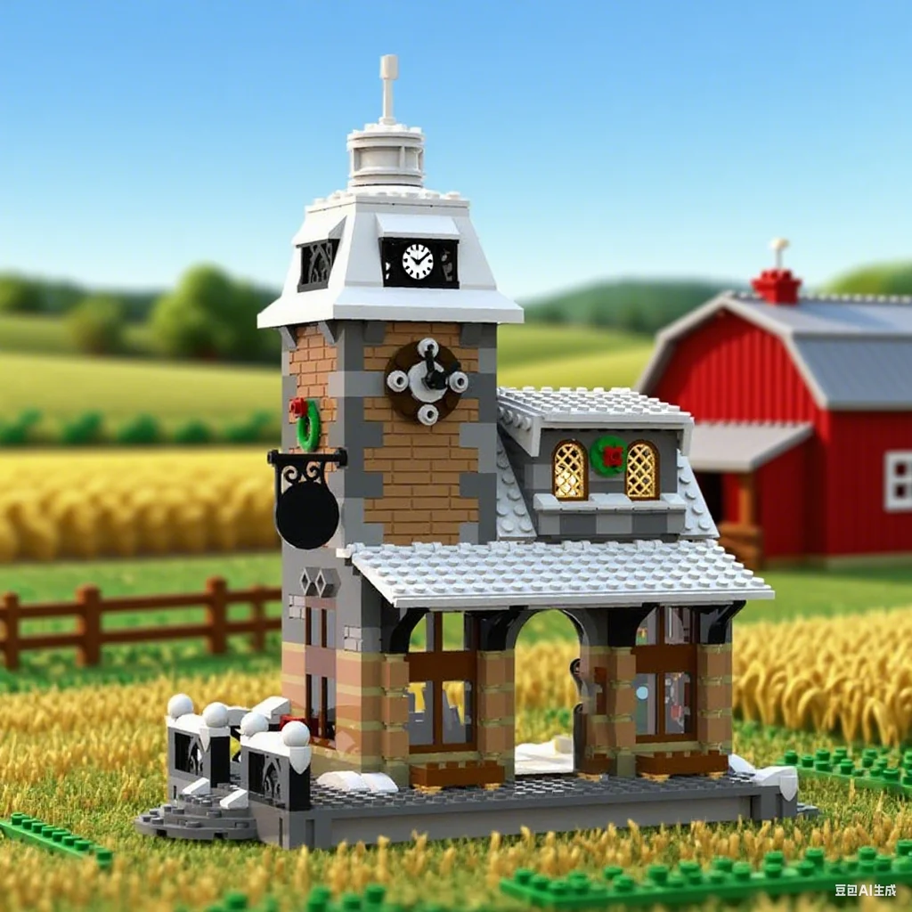 

730 Pcs Winter Village Train Station Festive Railway Hub Christmas Scene MOC Education Model Building Blocks Birthday Toys Gift