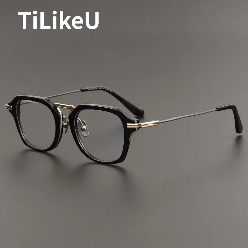 Handmade Acetate Vintage Large Frame Square Glasses High Quality Men Computer Myopia Prescription Eyeglasses Frame Full Eyewear