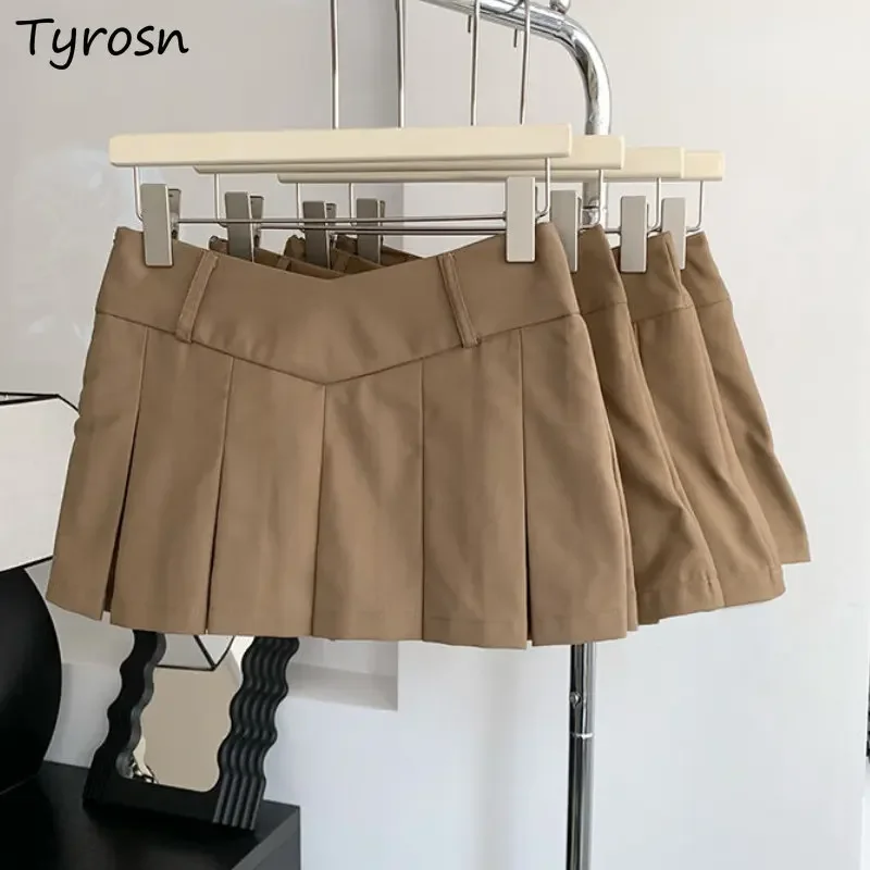 

Preppy Style Mini Skirts Women Pleated Low Waist Faldas Chic Summer Streetwear Vintage Pure Fashion All-match Hotsweet College