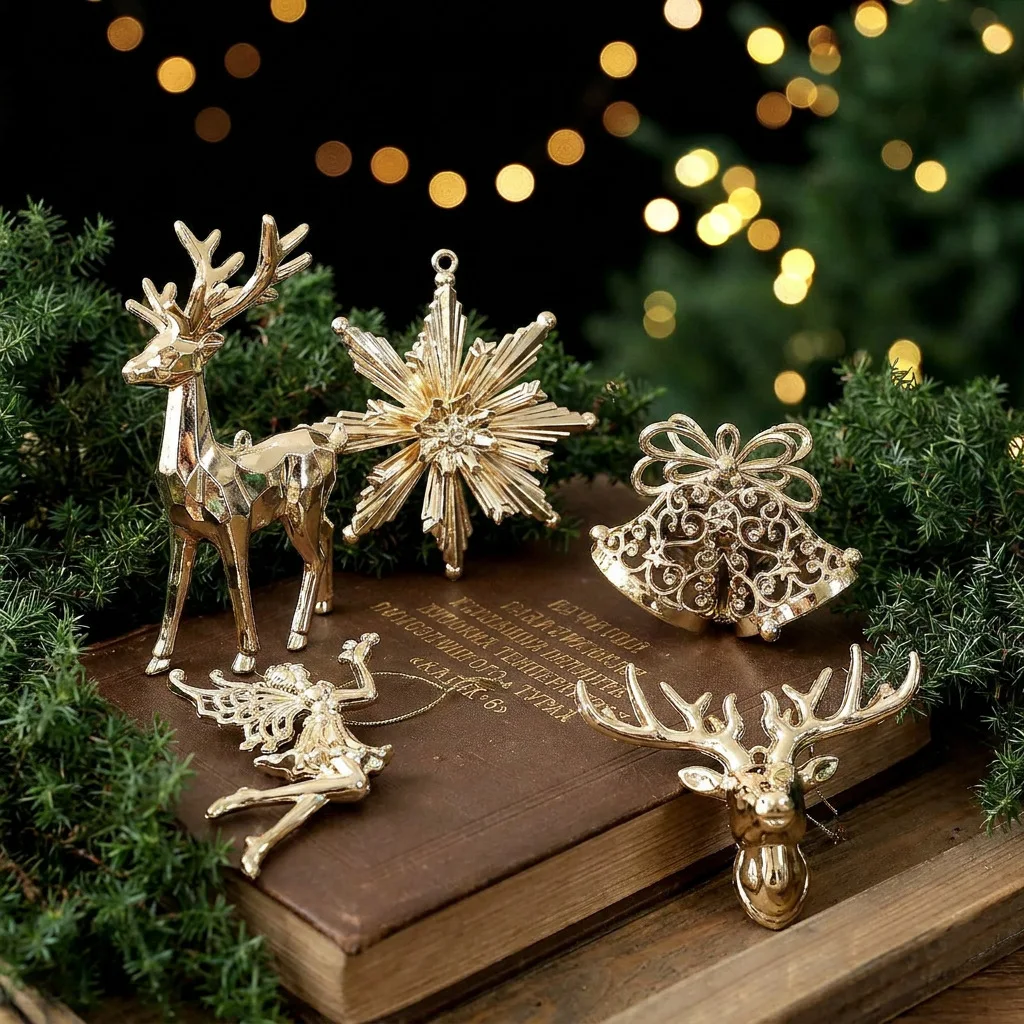 Christmas explosion electroplated gold pendant Christmas tree pendant accessories snowflake deer jewelry Christmas supplies