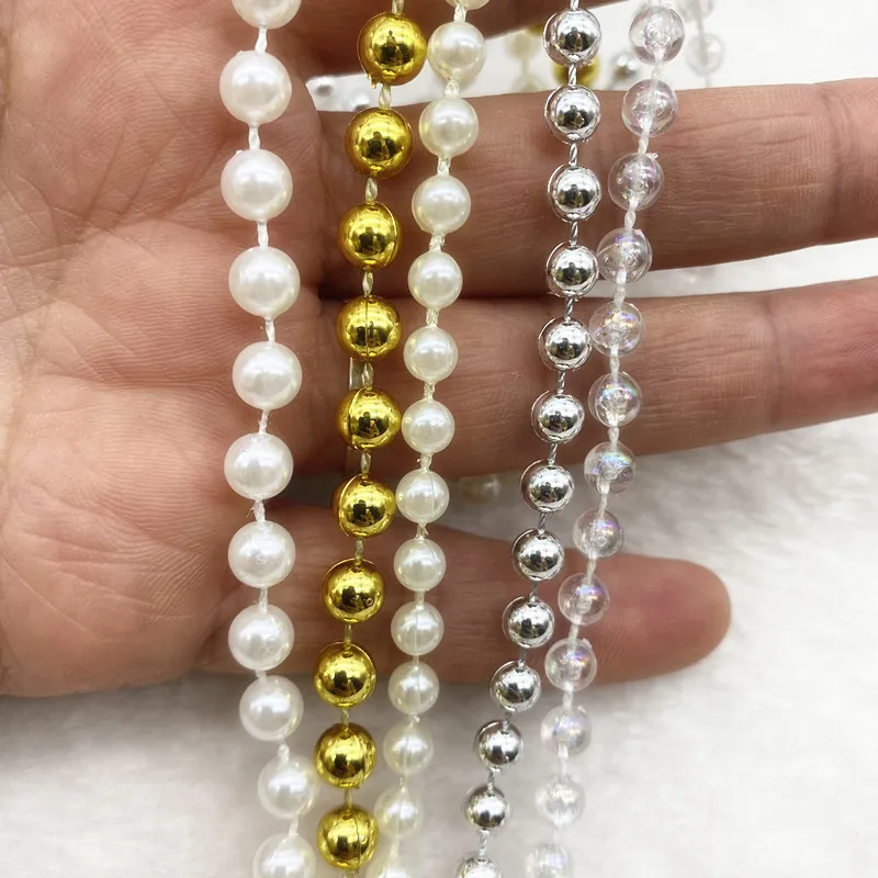 2 Yards 4mm 5mm 6mm Artificial Pearls Flower Beads Chain Garland Flowers Wedding Party Decoration Diy Accessories 01#