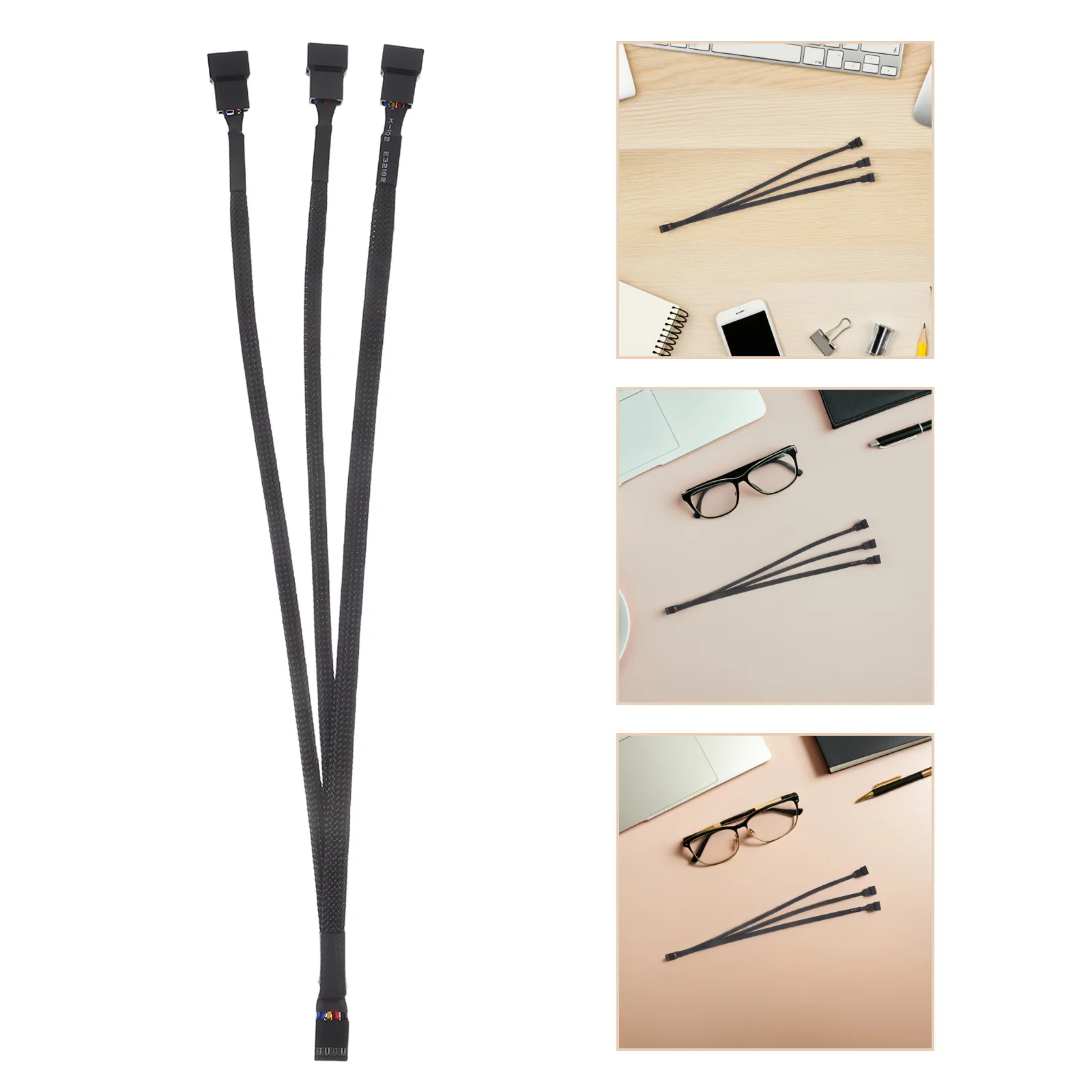 

3Pcs Computer Fan Splitter Cable 1 to 3 Pwm Extension Adapter for Cooling System Optimized Airflow Management Fan Splitter Cable