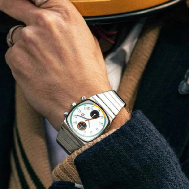 Nuovo orologio quadrato da uomo bello di lusso, orologio al quarzo con cintura in acciaio di fascia alta, automatico, impermeabile, per studenti d'affari