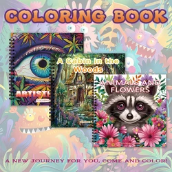 30 Sheets Adult Spiral Colouring Book, 8.26x 8.26 inch 100gsm Thick Paper, Perfect for Back to School Gifts, Halloween Gifts