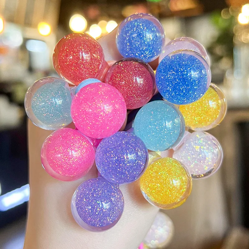 2pcs /set cute Candy Color Ball Hair Tie For Girls elastic hair rubber band kids kawaii hair rope baby hairbands Child headdress