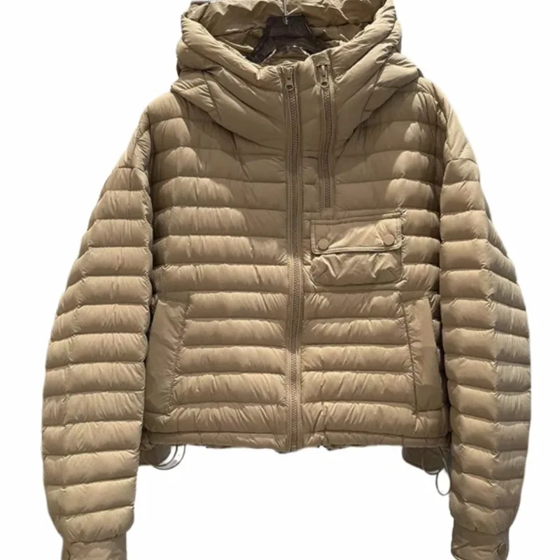 Women's Clothing Lightweight Down Jacket Winter Warm New Loose Fit Hooded Plus Size Fashion White Duck Down Outerwear Short Tops