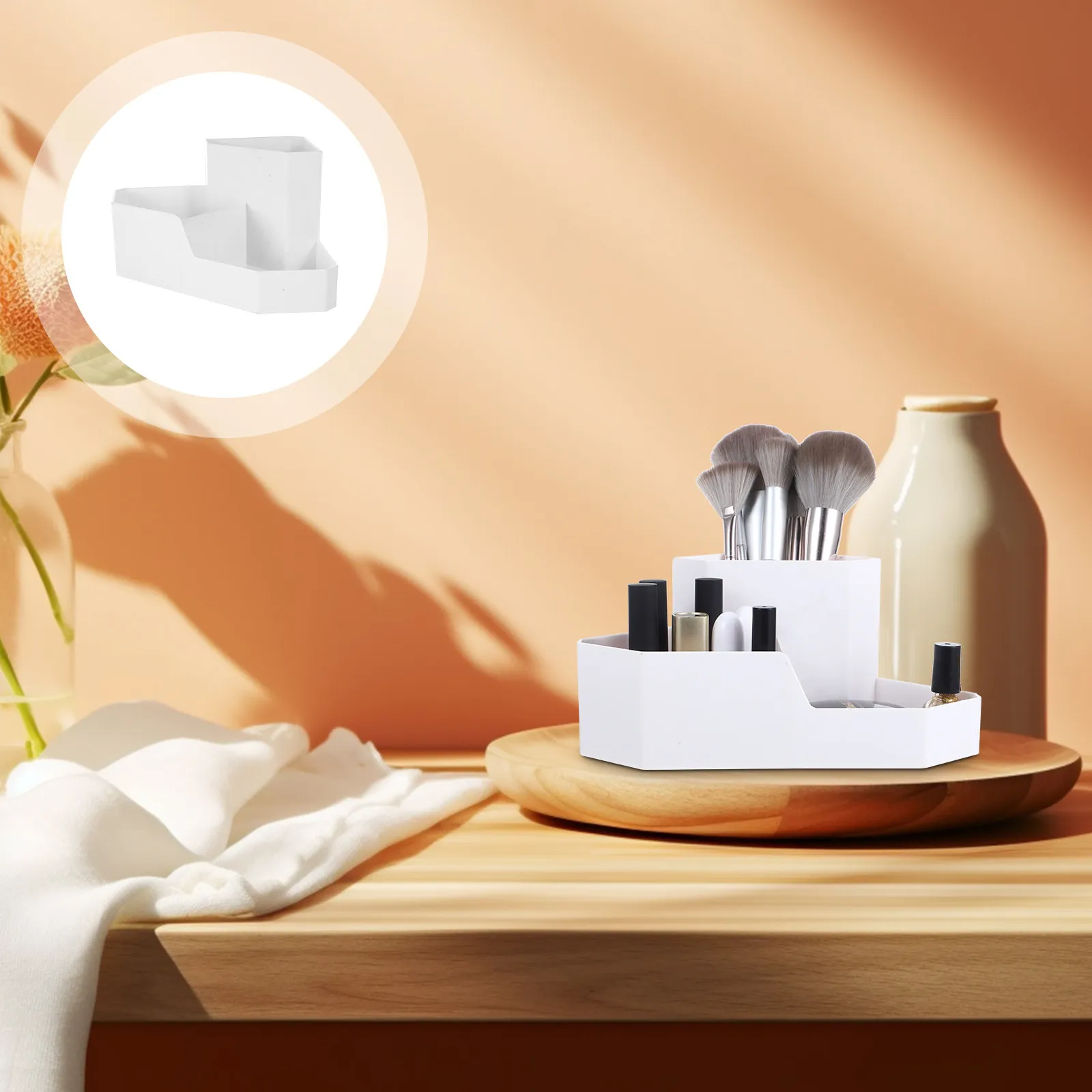 

1 Portable Makeup Storage Box Clear Plastic Organizer for Lipstick Brushes Pens Small Transparent Accessory Holder