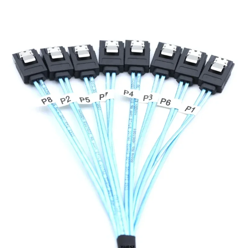 AY14 -8 Pcs SATA Cable Set 8 Set SATA 3.0 Cable PC SATA Cabl SAS 7Pin 6Gbps Data Cable For Hard Disk SSD Drive NAS Host