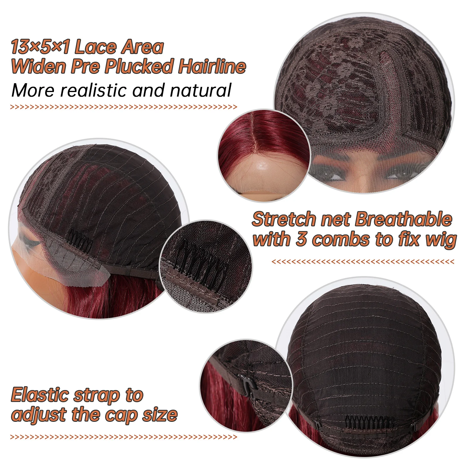 HAIRCUBE الأحمر مستقيم الدانتيل الجبهة بيروكات صناعية للنساء نوبل طويل أنيق الباروكات الشعر اليومي حفلة مقاومة للحرارة الشعر الطبيعي