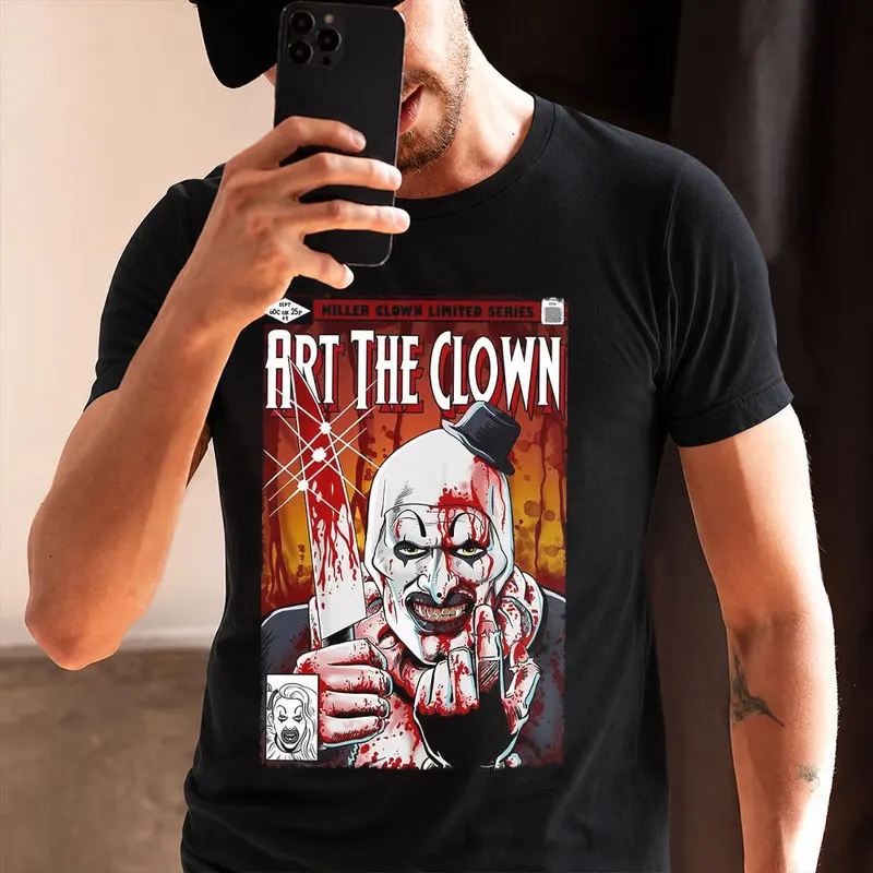 Retro Horror Movie Terrifier Art The Clown Killer Scary Halloween Gift T Shirt 0912 Short Sleeve Graphic clothes All size tops