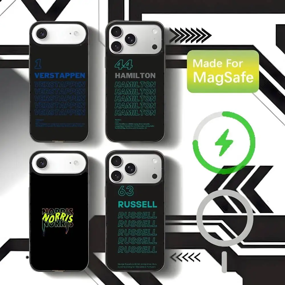 حافظة هاتف F1 Formula 1 رقم 66 لهاتف iPhone 17,16,15,14,13,12,11,Pro,Max,Plus,Mini,SE4,E شحن لاسلكي Magsafe مغناطيسي