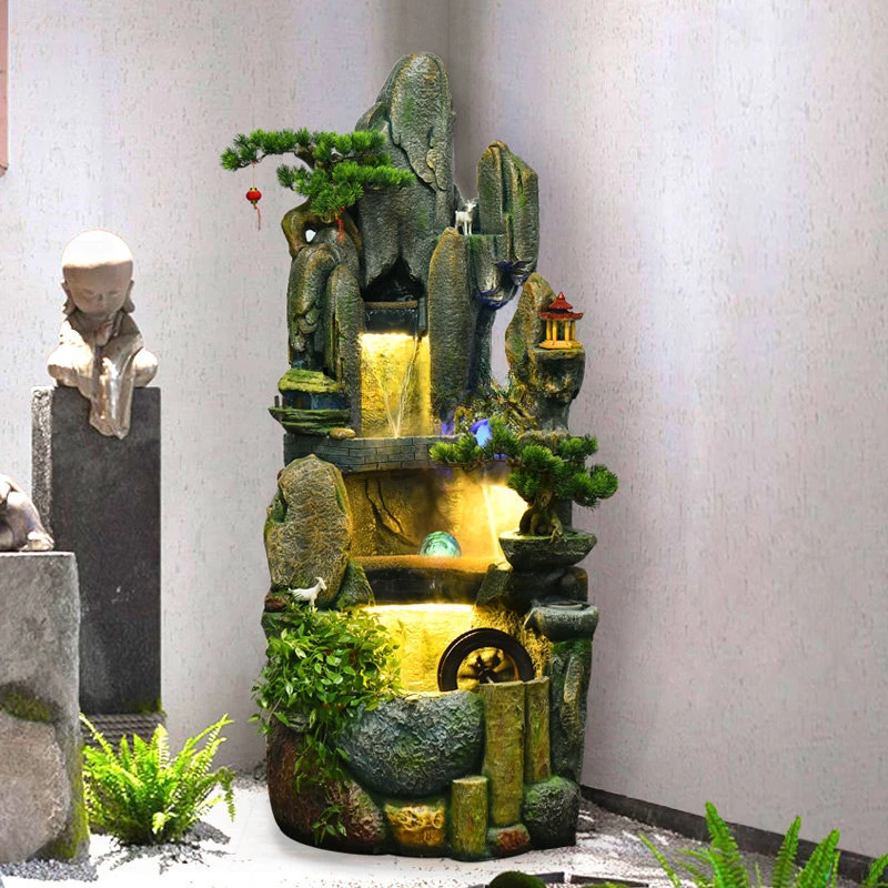 Large Artificial Mountain and Fountain Waterfall Floor Indoor Waterscape Decoration Fortune Decoration Corner Courtyard