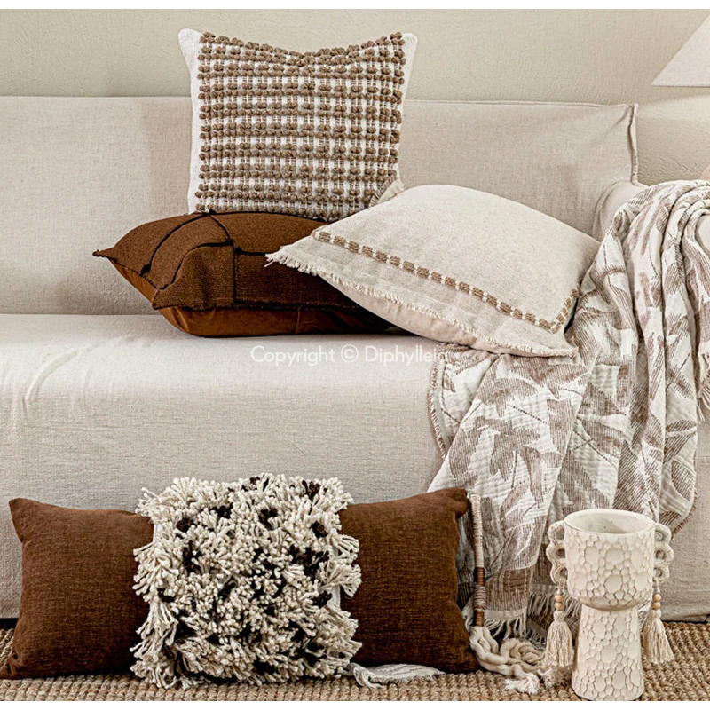 ปลอกหมอนอิงดีไซน์โดดเด่น แรงบั - Textured Throw Natural บทวิจารณ์และราคา